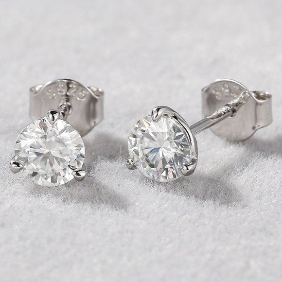 Jewelry - Certified 1ct. t.w. Moissanite Diamond Round Stud Earrings NEW